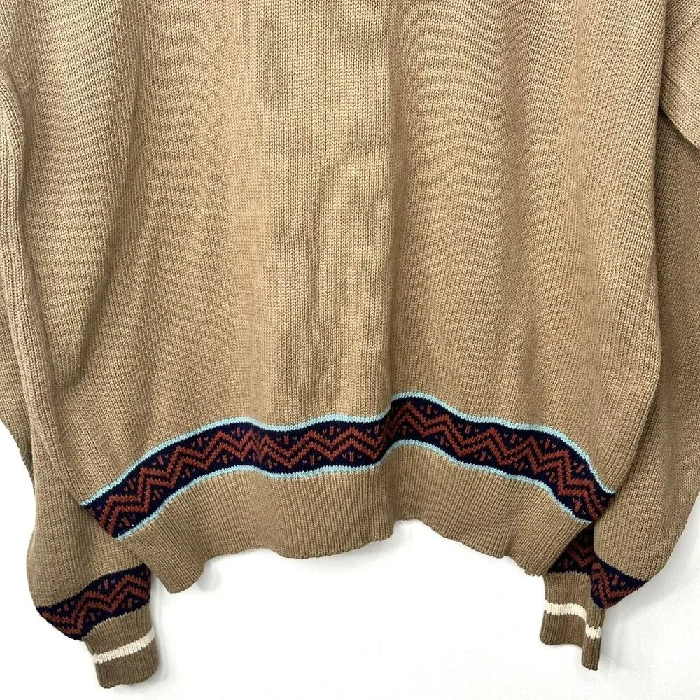 Vintage Bay Club Cardigan Sweater 80s Grandpa Knit Baggy Brown Mens Size Large - Picture 6 of 12